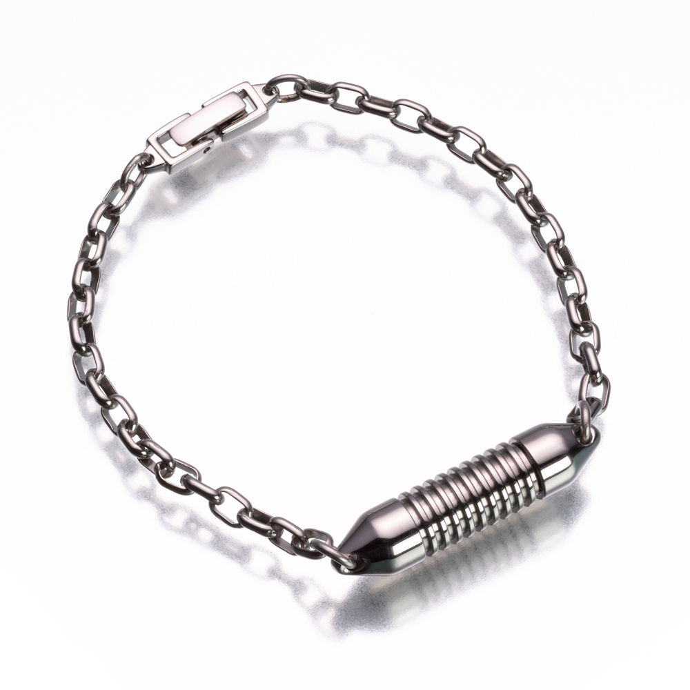 Men's Titanium & Brown Cable Cuff Bangle - Bangles & Dog Tag at Elma UK  Jewellery