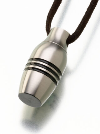 Stainless Steel Urn Pendant w/ Key Chain and leather cording