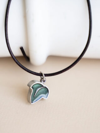 Pewter Enameled Leaf Pendant