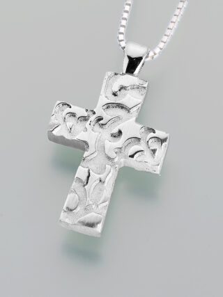 pewter filigree cross