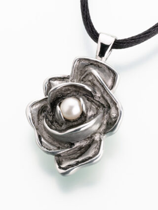 Antique pewter rose w/pearl