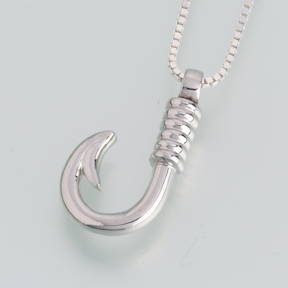 Men's 925 Sterling Silver Tribal Fish Hook 2-Sided Pendant/Necklace – Just  Hookin'
