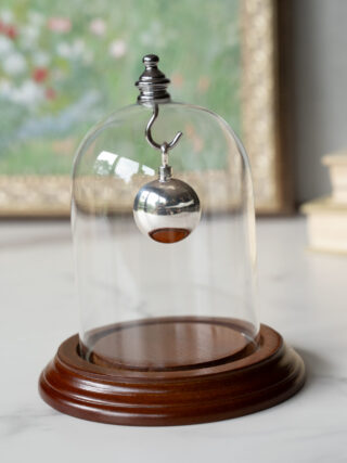 Blown Glass Dome with Cherry Base & Silver Hook
