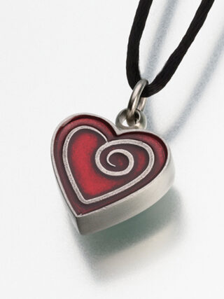 Pewter Heart Pendant w/ Enamel Spiral