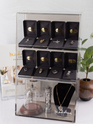 Large acrylic display case filled