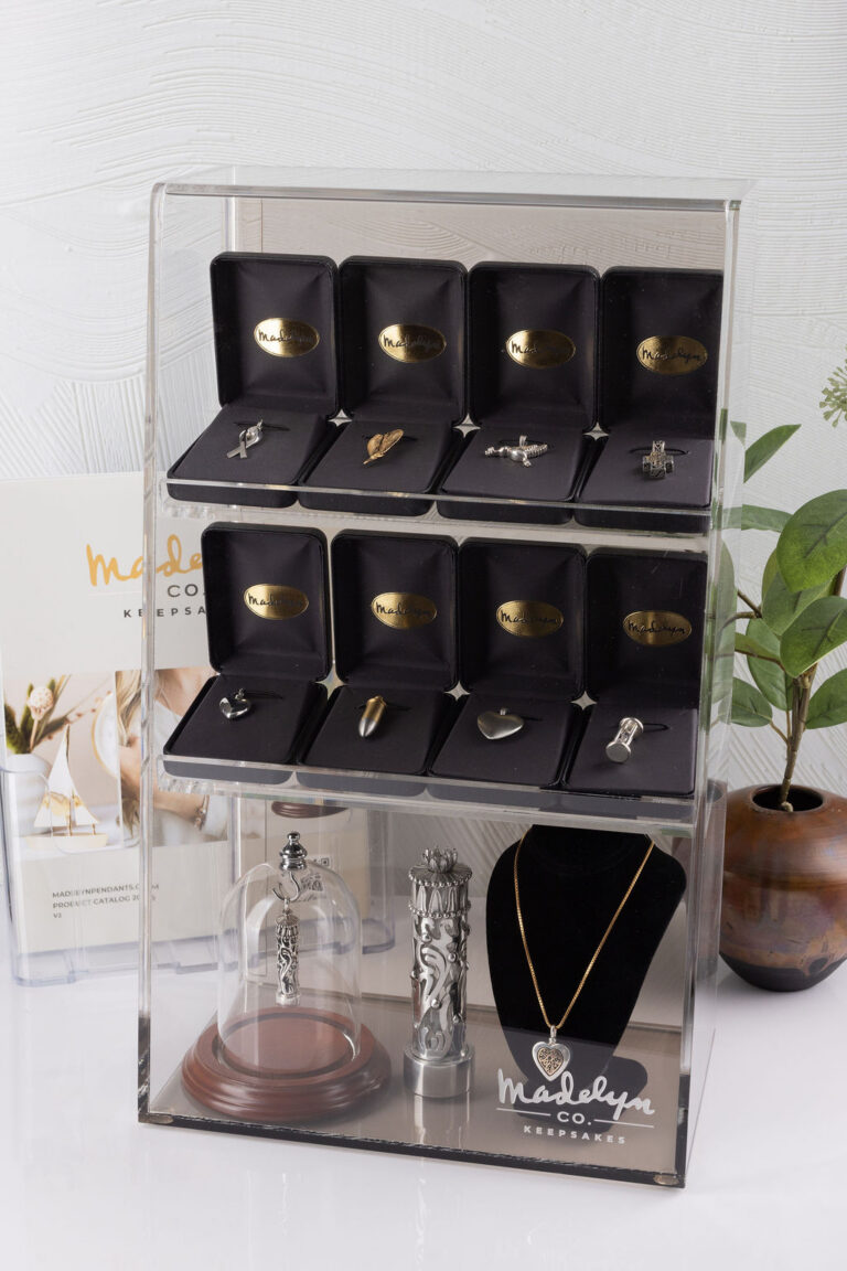 Large acrylic display case filled